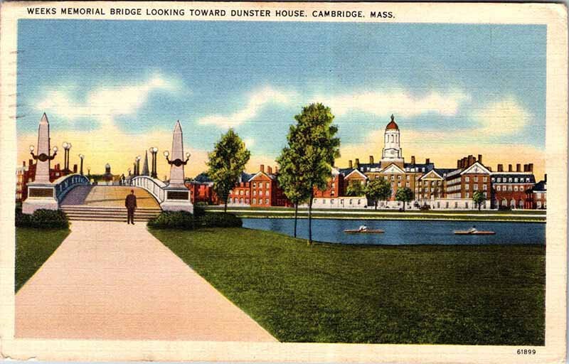 Postcard BRIDGE SCENE Cambridge Massachusetts MA AM6073