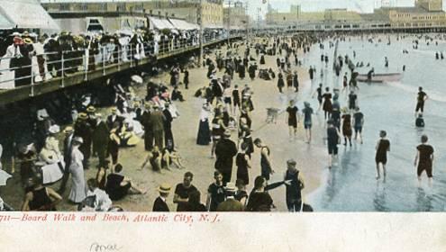 NJ - Atlantic City. Boardwalk and Beach