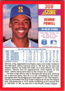 1990 Score Baseball Card Dennis Powell Seattle Mariners sk2668