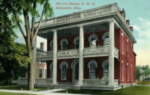 C.1910 Phi Psi House O.W.U. Delaware, OH Vintage Post Card P18