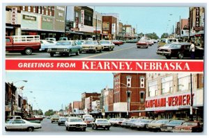 c1950's Greetings From Kearney Nebraska NE, Kaufmann Wernert Dual View Postcard