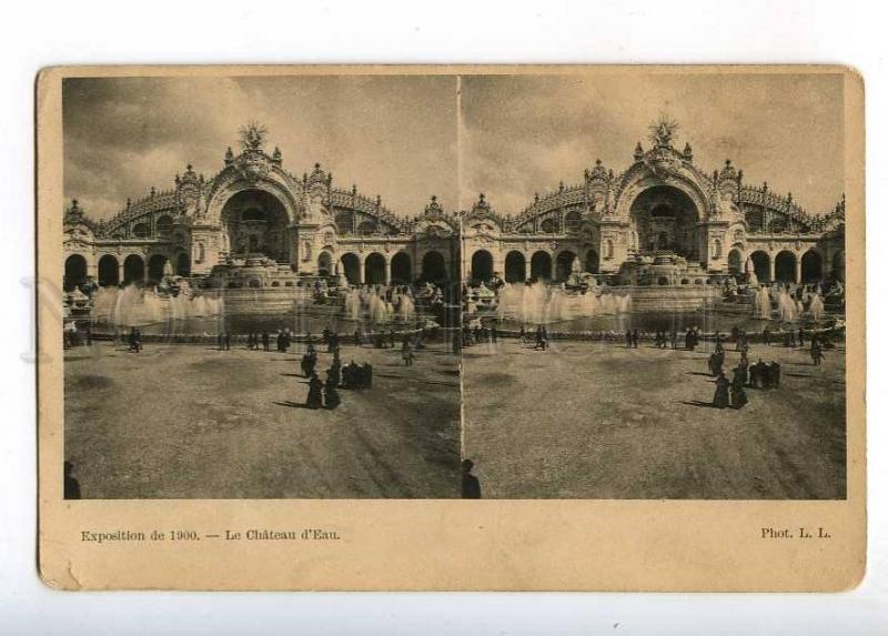 233089 FRANCE PARIS Exposition 1900 Water Tower Stereo view