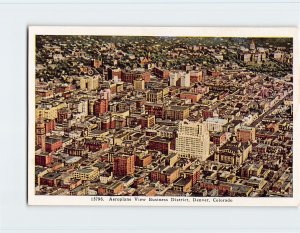 Postcard Aeroplane View Business District, Denver, Colorado