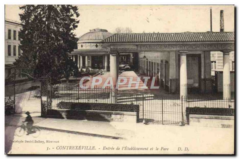 Old Postcard Contrexeville Entree From V & # 39Etablissement And Park