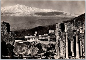 Taormina Hotel S. Domenico Teatro Greco e l'Etna Italy Real Photo RPPC Postcard