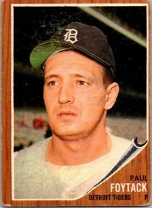 1962 Topps Baseball Card Paul Foytack Detroit Tigers sk1880