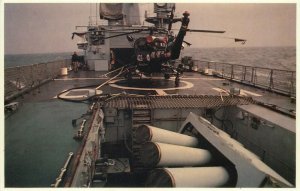 Falklands task force postcard rocket launchers on leander class frigate Diomede