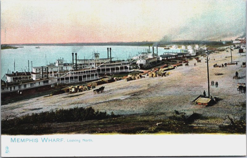 Memphis Wharf Looking North Tennessee Vintage Postcard C072