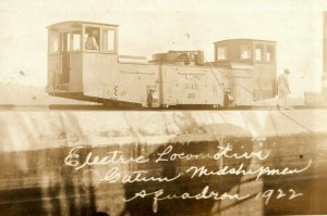 1922 Electric Locomotive Panama Canal Mule Train RPPC Photo Postcard 