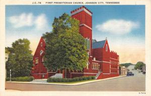 JOHNSON CITY, TN Tennessee   FIRST PRESBYTERIAN CHURCH   c1940's Linen Postcard
