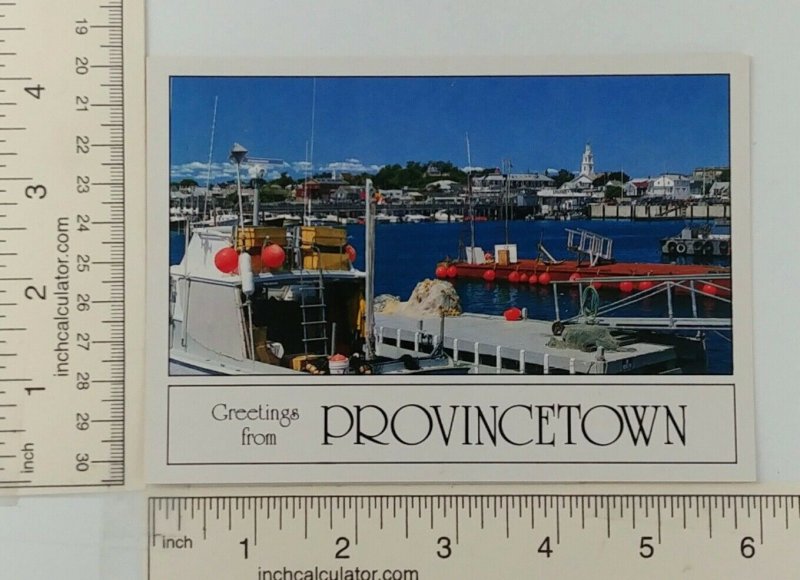1980s Cape Cod Greetings From Provincetown MA Postcard Fishing Boats Harbor