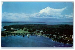 1954 Aerial View Of Mackinac Island Michigan Summer Capital Beach MI Postcard