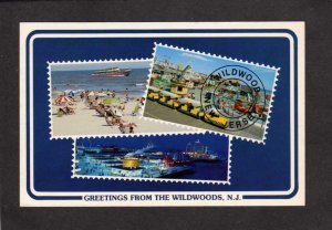 NJ Greetings From the Wildwoods New Jersey Boardwalk Amusement Park Rides PC