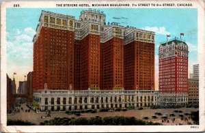 USA The Stevens Hotel Michigan Boulevard Chicago  Illinois Postcard C002