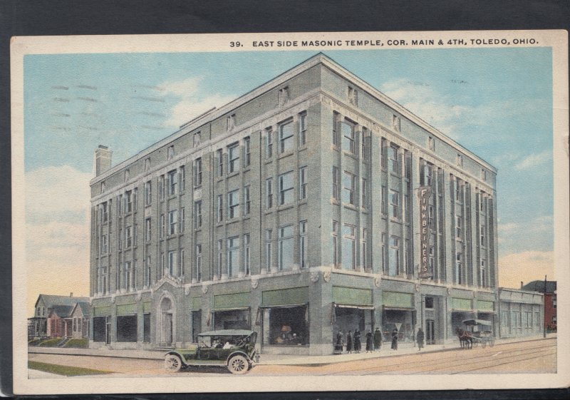 America Postcard - East Side Masonic Temple, Toledo, Ohio  HM462