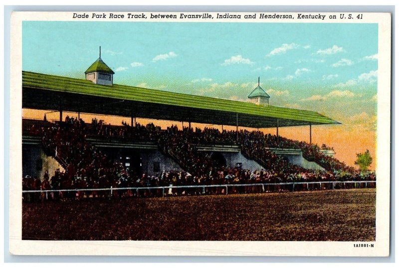 Henderson Kentucky Postcard Dade Park Race Track Evansville Indiana 1940 Vintage