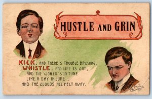 1912 Hustle And Grin Whistle And Life Is Gay Des Moines Iowa IA Antique Postcard