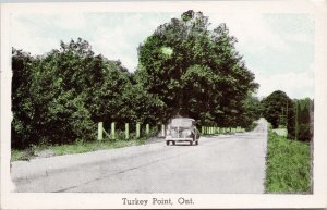 Turkey Point Ontario ON Automobile on Road Unused Postcard H55