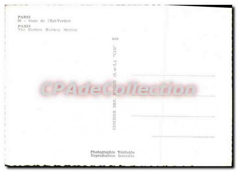Modern Postcard Paris Gare de L'Est Verdun