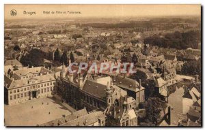 Postcard Bruges Old Town Hall and panorama