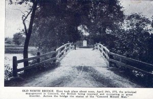 VINTAGE POSTCARD STATUE OF THE MINUTEMAN OLD NORTH BRIDGE CONCORD MASS c. 1910