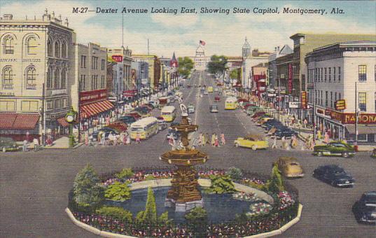 Alabama Montgomery Dexter Avenue Looking East Showing State Capitol Curteich