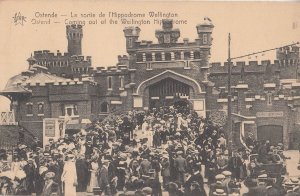 Crowds in Rush Hour Leaving Wellington Hippodrome Ostende Old Belgium Postcard