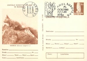 Set of 20 postal stationery postcards animals protected by law in Romania 1980