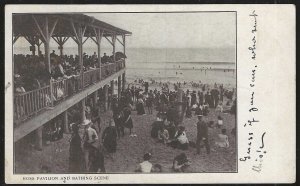 Ross Pavilion and Bathing Scene, very early postcard, Used in 1904