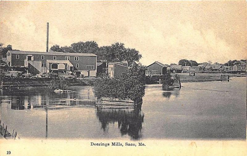 Saco ME Deering Mills River Buildings Postcard