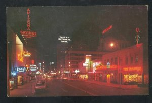 PHOENIX ARIZONA DOWNTOWN STREET SCENE AT NIGHT RARE STAMP VINTAGE POSTCARD