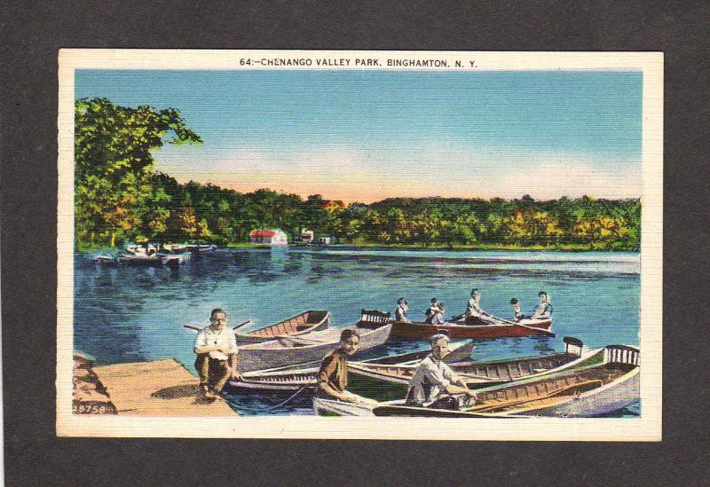 NY Chenango Valley State Park Binghamton New York Postcard Boats Boating