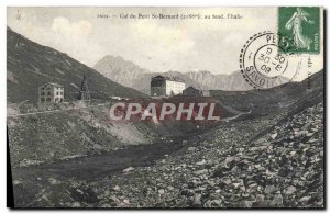 Old Postcard Col Petit St Bernard at the bottom & # 39ltalie Stamp Peisey