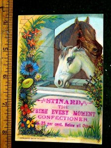 1870s-80s Lovely Horse Couple Stinard, Confectioner Candy Victorian Card F32