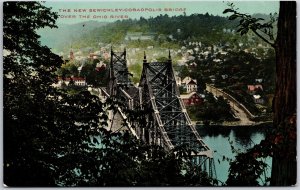 The New Sewickley-Coraopolis Bridge Over The Ohio River Buildings Lake Postcard