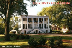 VINTAGE CONTINENTAL SIZE POSTCARD UNIVERSITY OF ALABAMA THE PRESIDENT'S MANSION