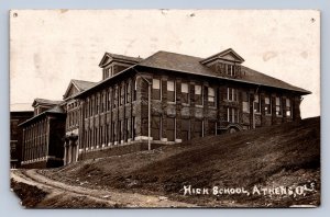 J87/ Athens Ohio RPPC Postcard c1910 High School Building 405