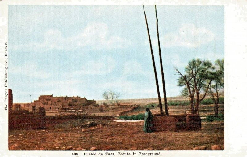 1900s Postcard Tribal Pueblo de Taos Estufa Stove