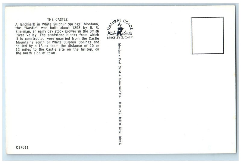 c1960's The Castle, Sandstone Blocks, White Sulphur Springs Montana MT Postcard