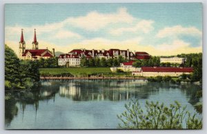 Spokane Washington~Gonzaga University St Aloysius Church~Vintage Linen Postcard