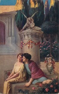 Romantic couple love idyll painting Kroy question of the heart roman toga