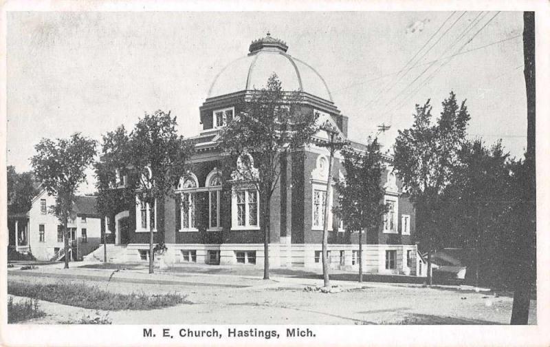 Hastings Michigan view of Methodist Episcopal Church antique pc Z29797