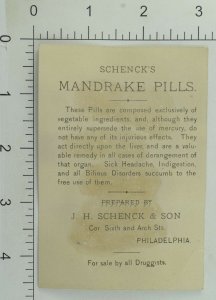 1870's-80's Schenck's Mandrake Pills Bilious Complaints Cure-All Young Girl P104