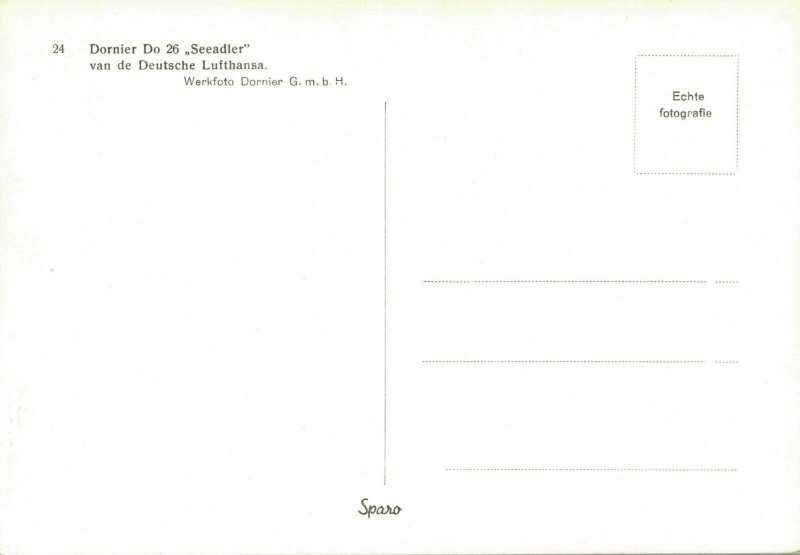 Dornier Do 26 Seeadler Deutsche Lufthansa Nazi Plane RPPC BS.03