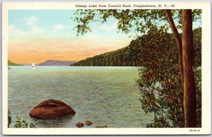 1956 Ostego Lake From Council Park Cooperstown New York NY Posted Postcard