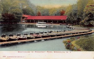 Boathouse in Prospect Park, Brooklyn, New York, Early Postcard, Unused