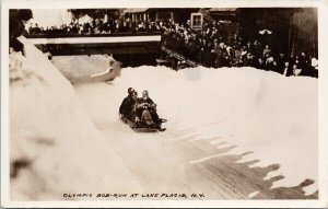 Lake Placid NY Olympic Bob-Run Bob Sled Sleigh Unused Real Photo Postcard G61