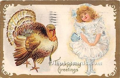 Thanksgiving Greetings 1909 light postal marking on front