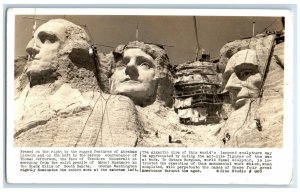 c1940's Rushmore National Memorial Sculpture Black Hills SD RPPC Photo Postcard