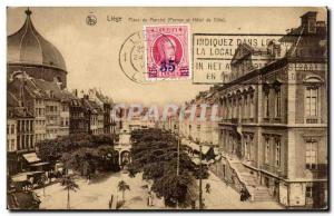 Belgie Belgium Liege Old Postcard Square march and town hall